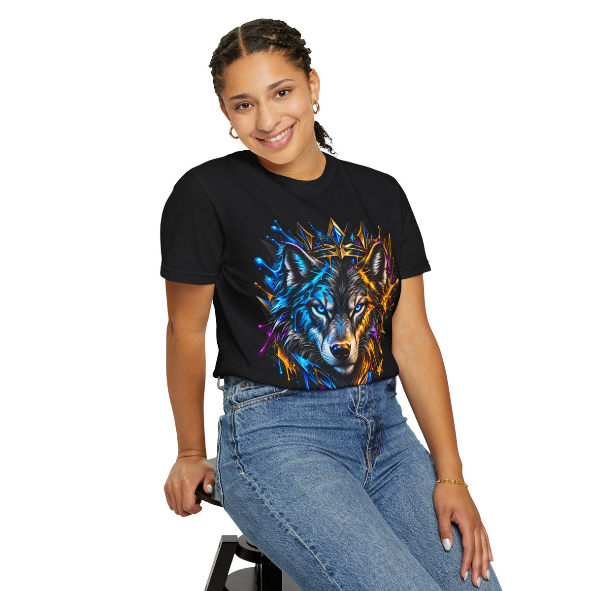 Wolf Head Graphic T-Shirt — Colorful Splash Art Tee