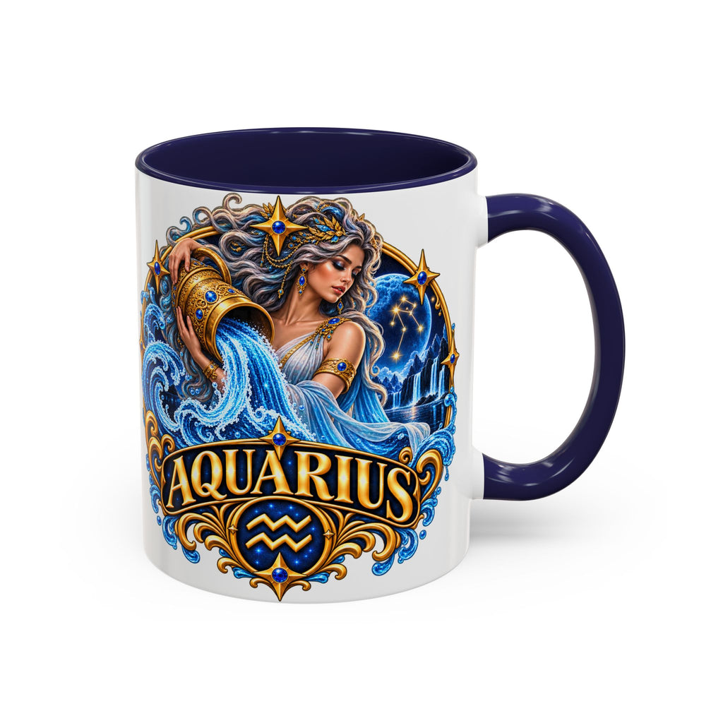 Aquarius Zodiac Coffee Mug — Illustrated Water Bearer Astrology Gift (11/15oz)