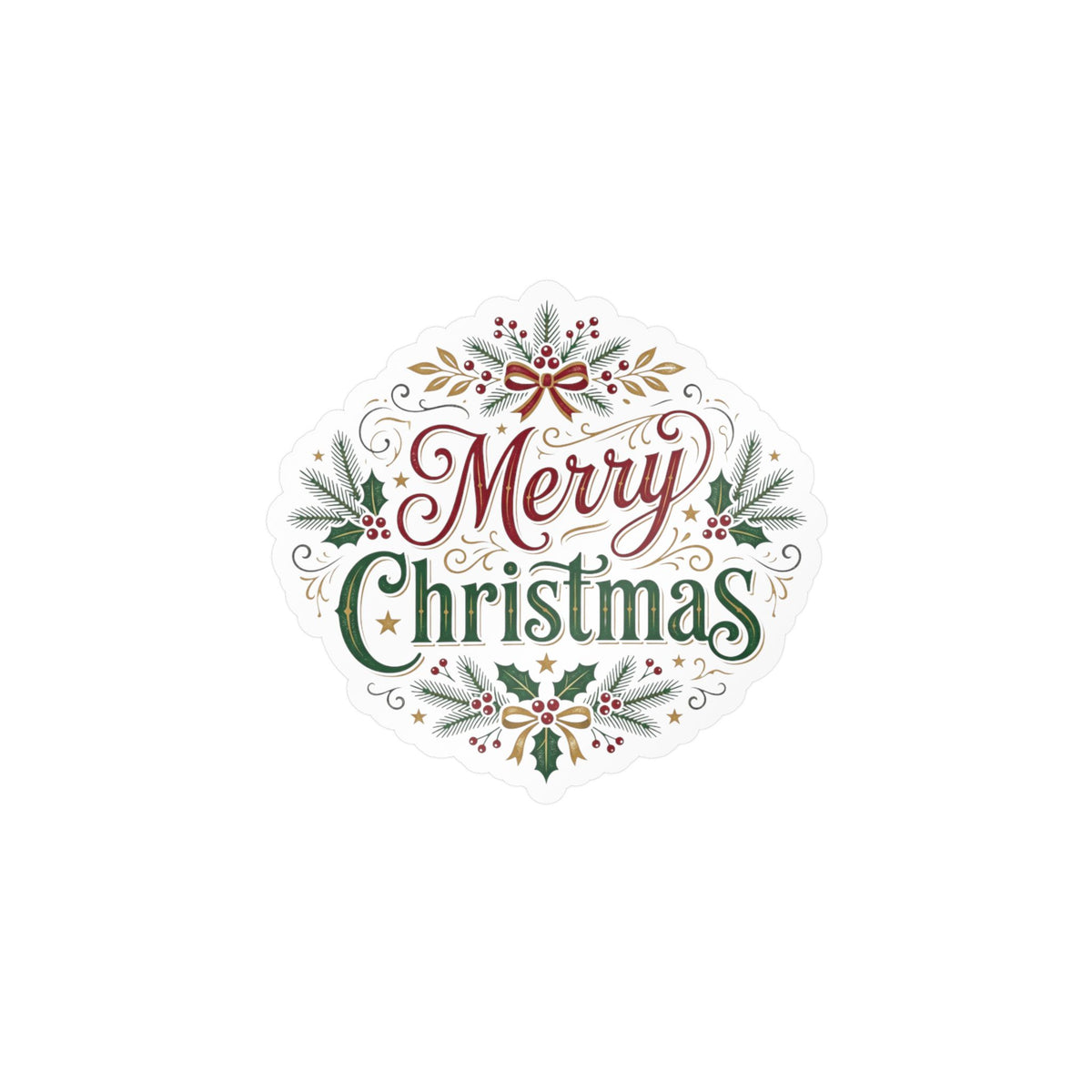 Merry Christmas Vinyl Decal — Holiday Wreath Sticker for Windows, Laptops & Gifts