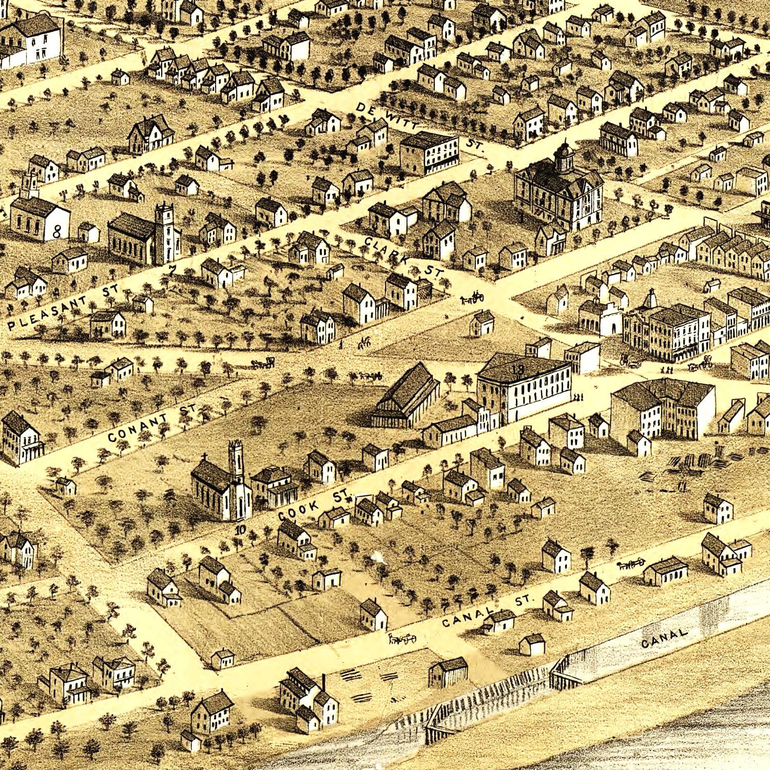 Vintage Map of Portage, Wisconsin 1868