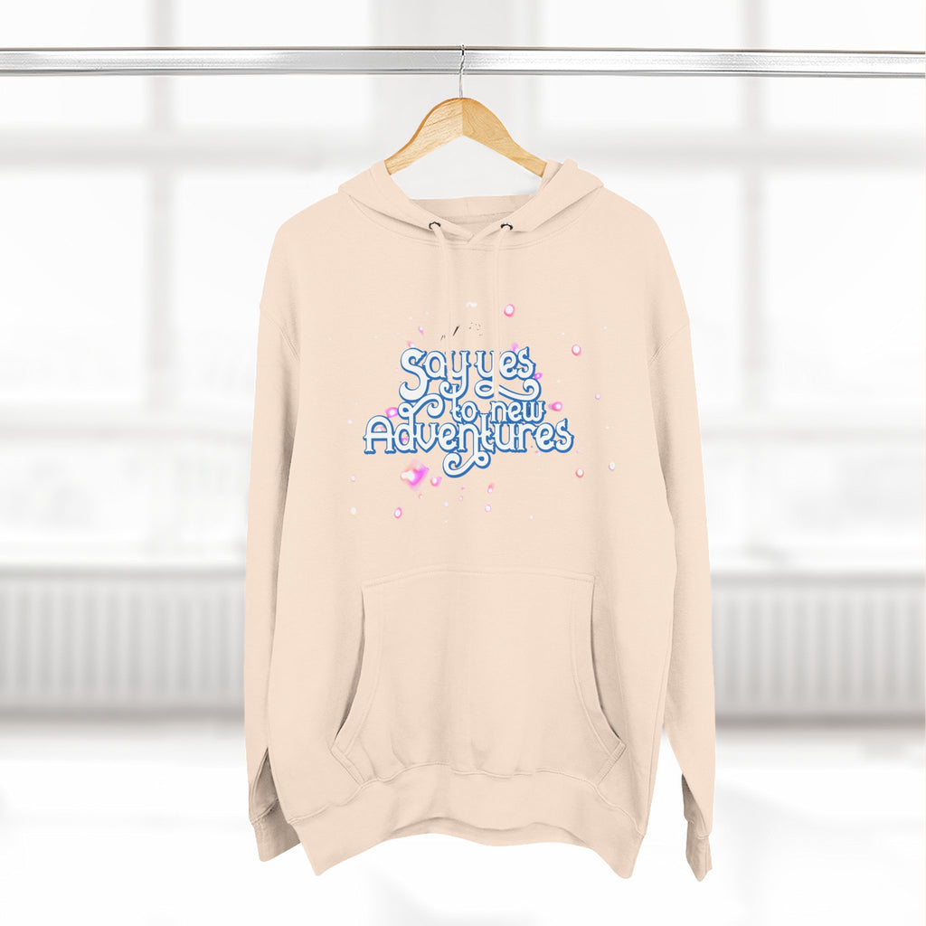 Hoodie — 'Say yes to New Adventures' Pastel Graphic Fleece Hoodie