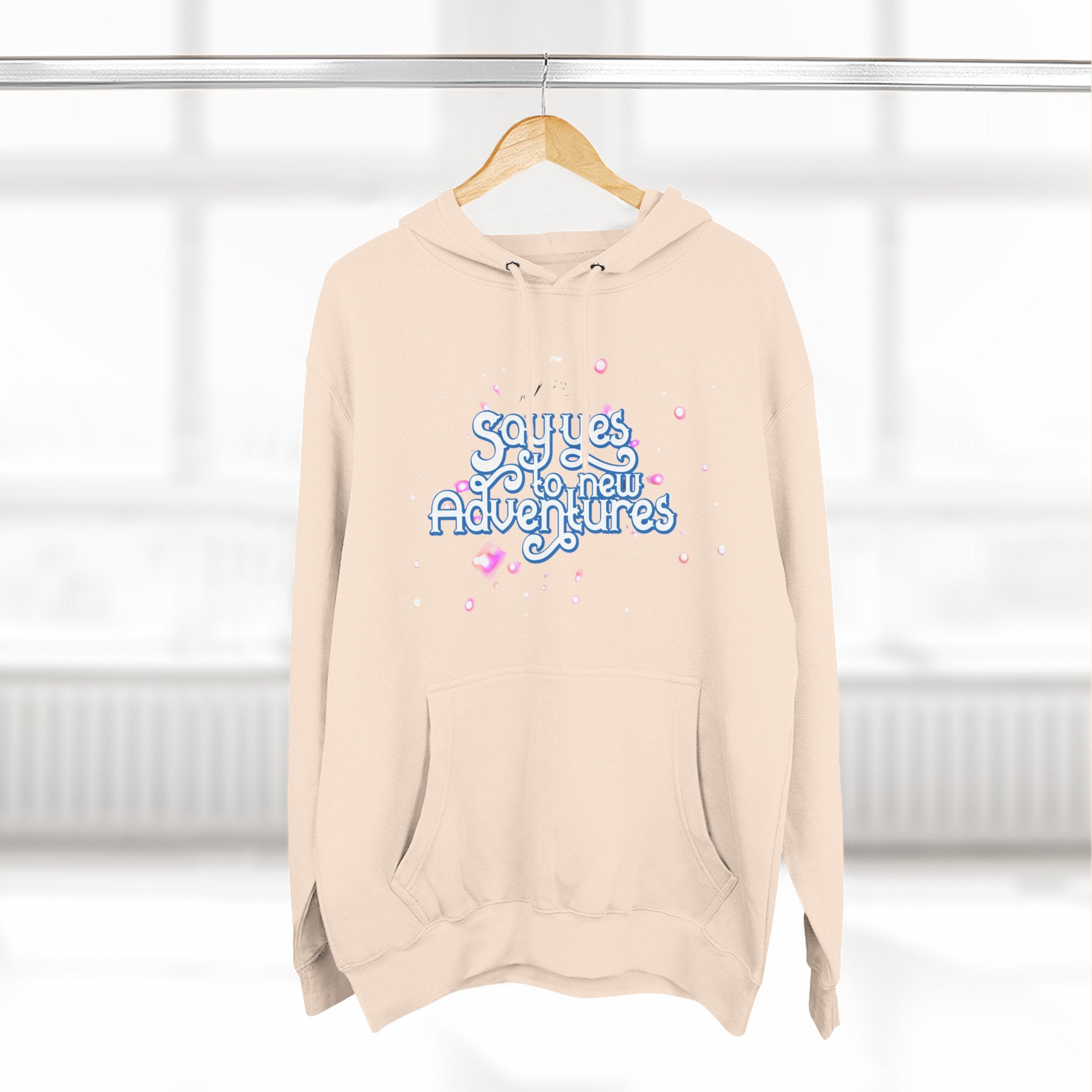Hoodie — 'Say yes to New Adventures' Pastel Graphic Fleece Hoodie