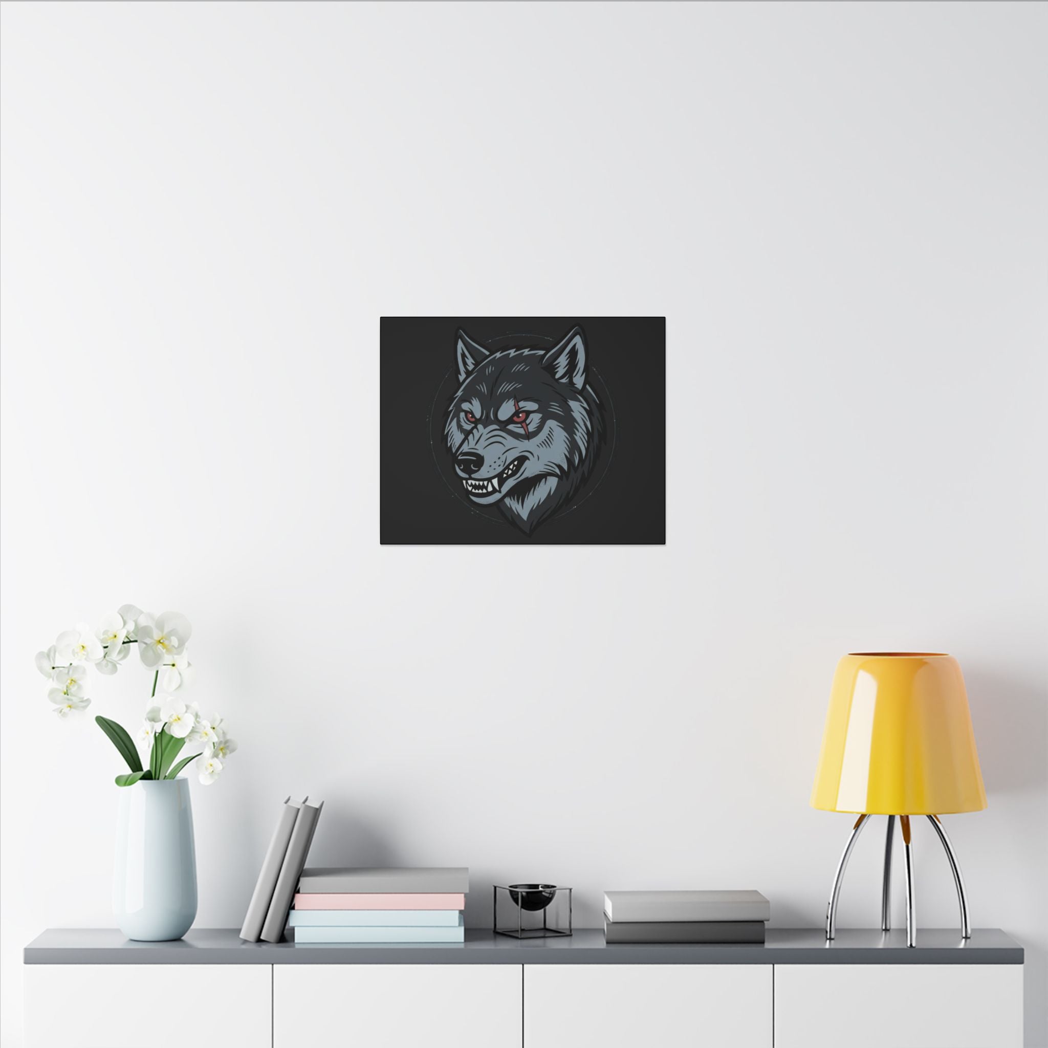 Wolf Head Canvas Wall Art — Fierce Gray Wolf Portrait Matte Stretched