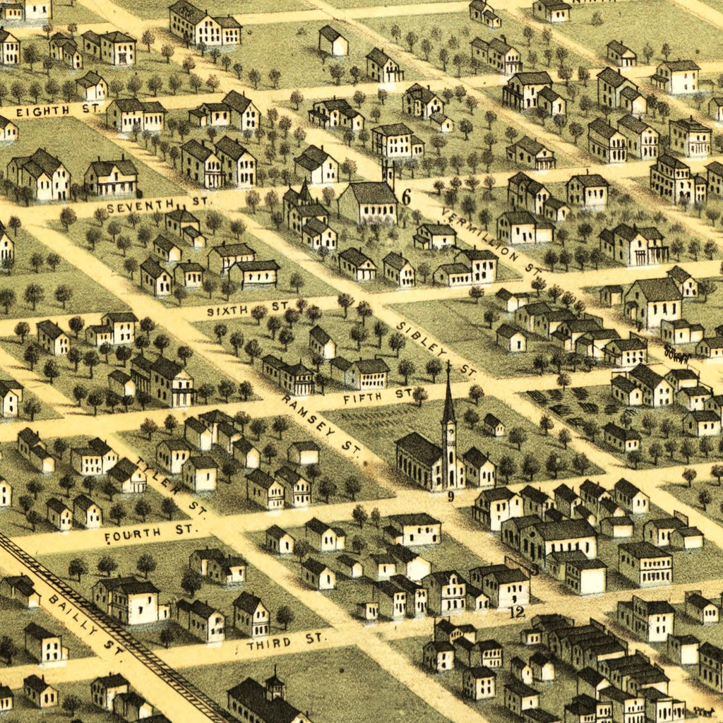 Vintage Map of Hastings, Minnesota 1867