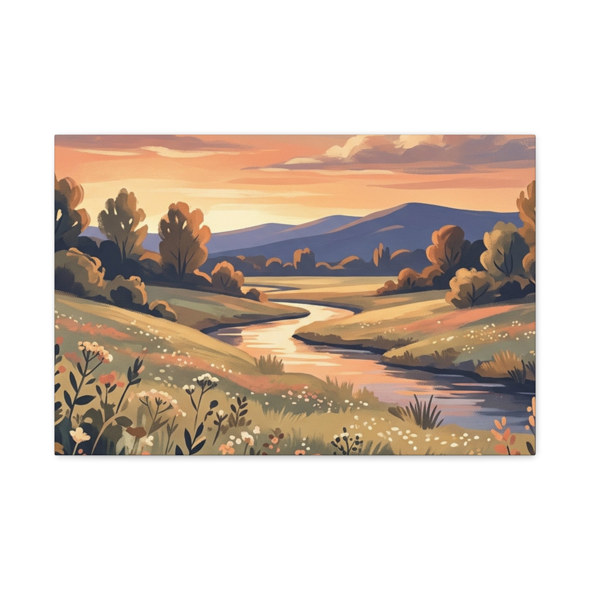 Sunset Meadow Canvas Wall Art