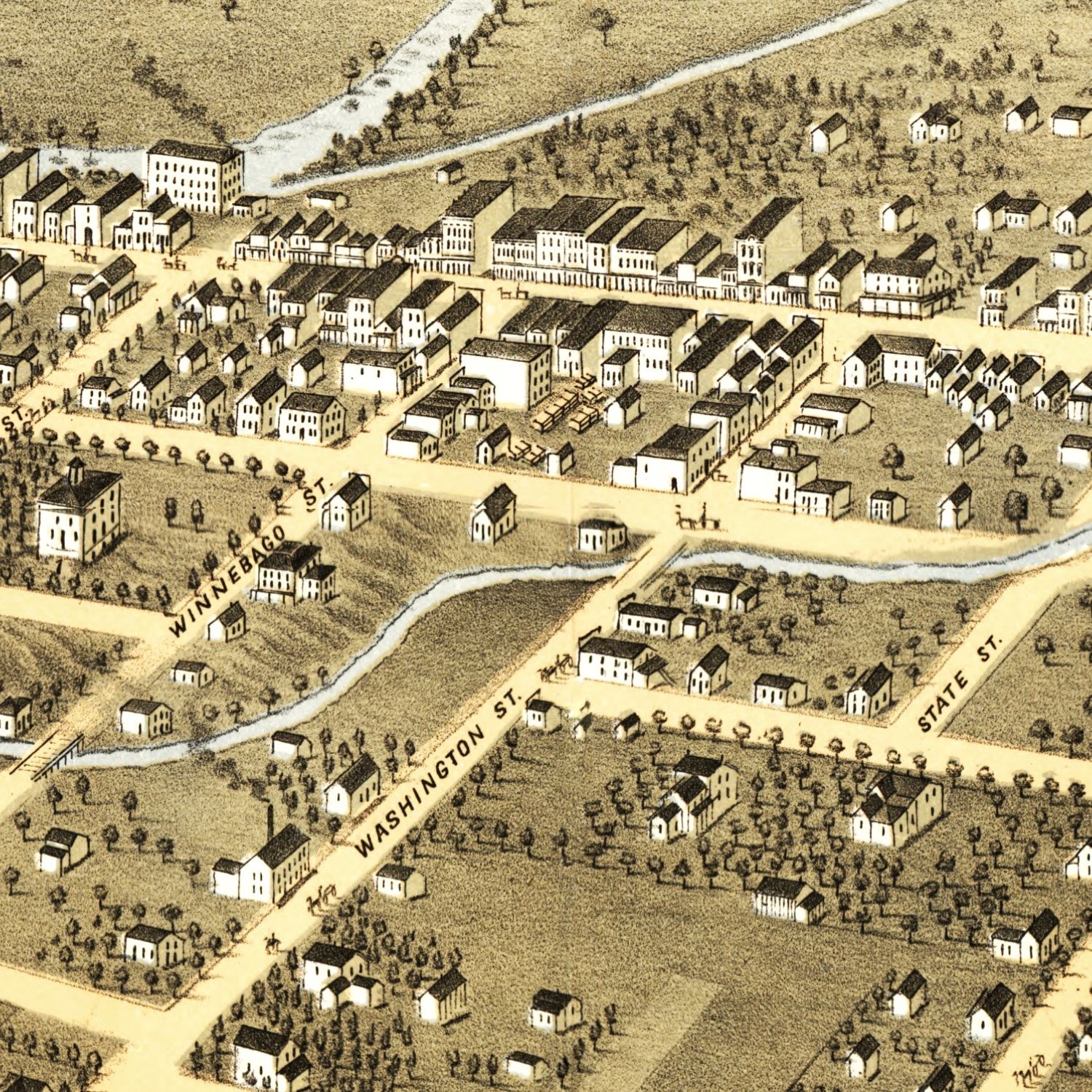 Vintage Map of Decorah, Iowa 1870