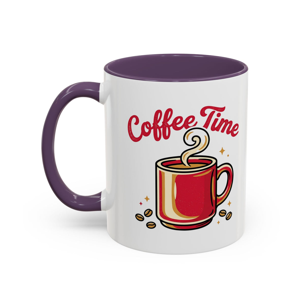 Coffee Mug - "Coffee Time" Red Accent Ceramic Mug (11/15oz)