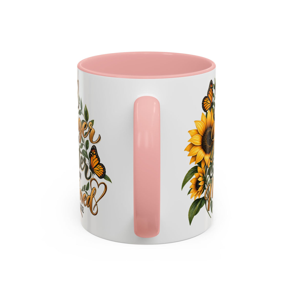 Inspirational Sunflower Coffee Mug — "You Are Stronger, Brighter, More Loved" Accent Mug
