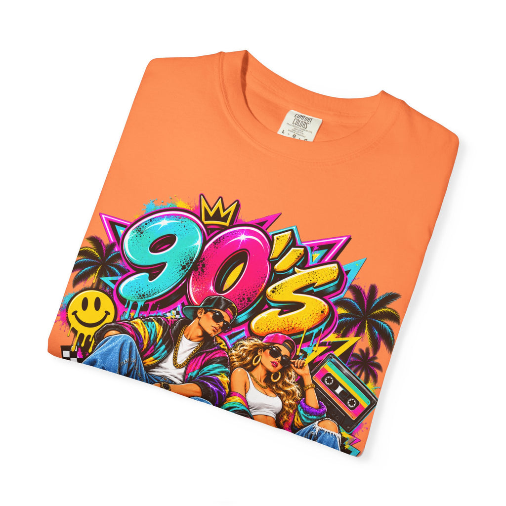 90s Retro Streetwear T-Shirt — Vintage Boombox & Neon Graffiti Design