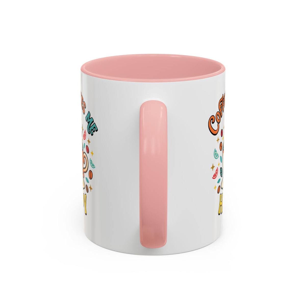 Coffee Mug — "Coffee Makes Me Happy" Cute Retro Accent Mug (11/15oz)