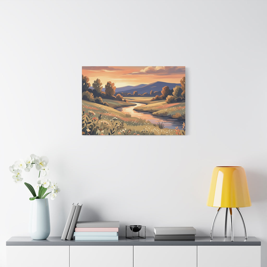 Sunset Meadow Canvas Wall Art