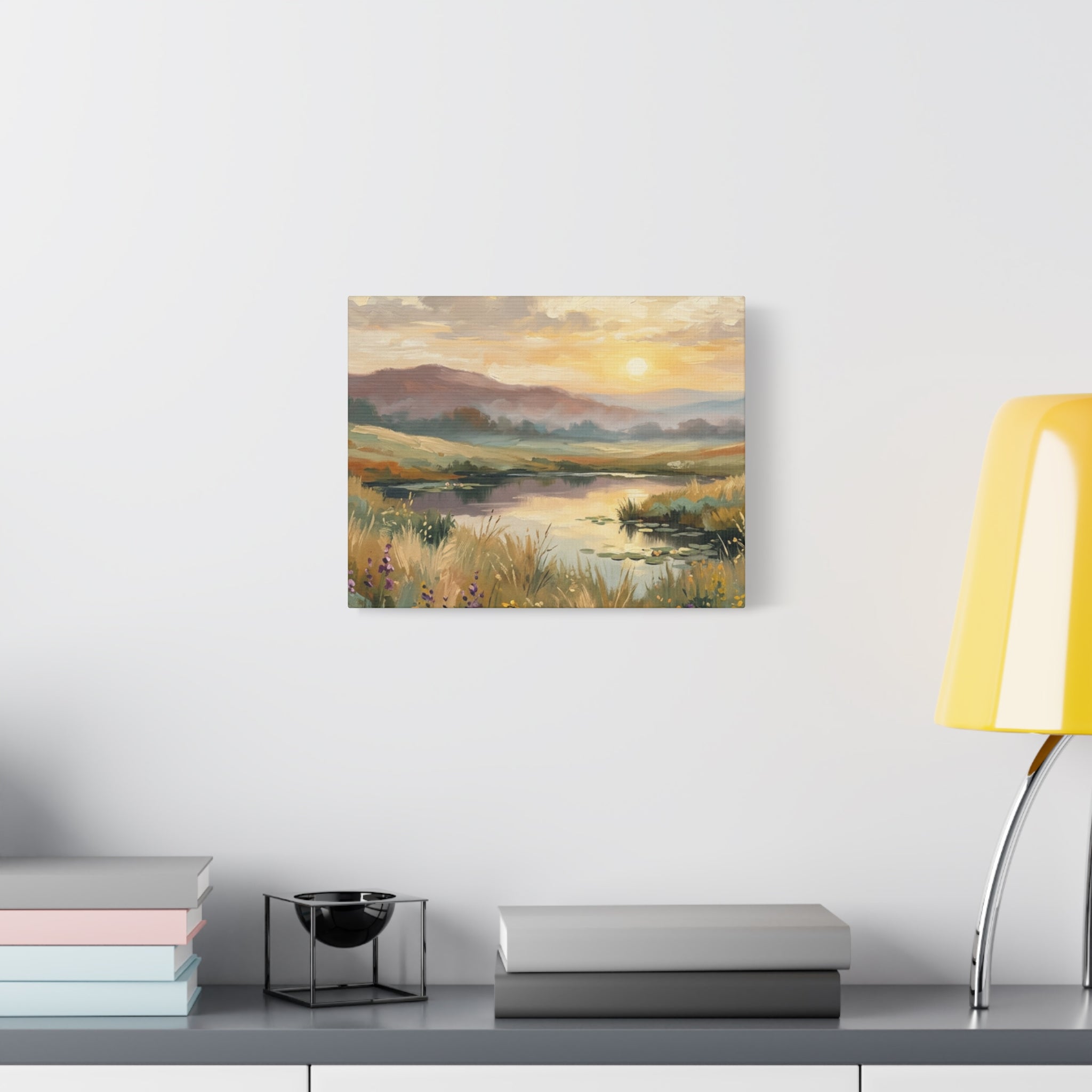 Sunset Meadow Canvas Wall Art — Stretched Matte Landscape Print