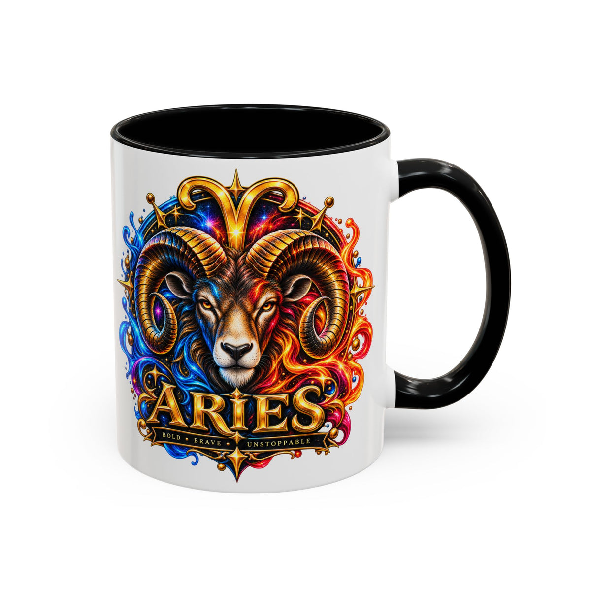 Aries Zodiac Coffee Mug — Colorful Ram Astrology Accent Mug (11/15oz)