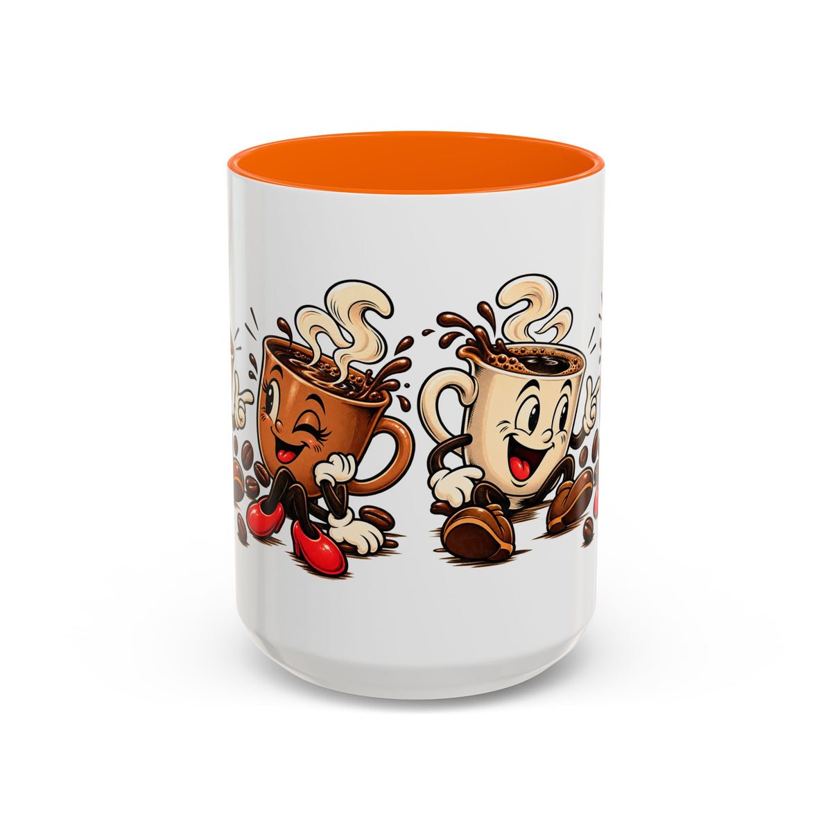 Coffee Cartoon Mug — Cute Dancing Coffee Cups Accent Mug