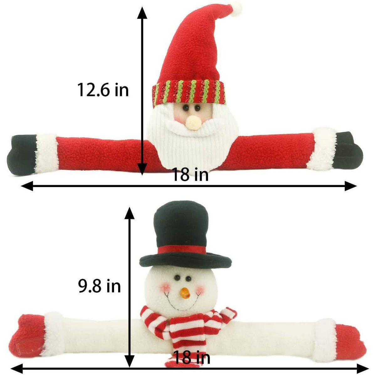 2-Pack: Christmas Curtain Buckle Doll Santa & Snowman