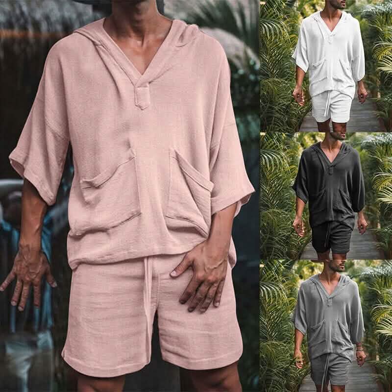 2-Piece Set: Men's Tracksuit Tennis Shirt Shorts and T Shirt Set Set Solid Color V Neck