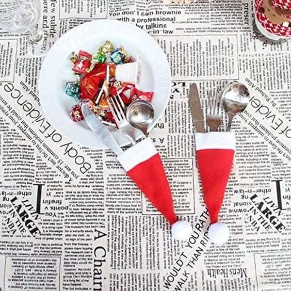 20-Piece: Christmas Santa Hat Silverware Storage Bag