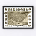 Vintage Map of Tacoma, Washington 1893