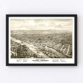 Vintage Map of Salem, Oregon 1876