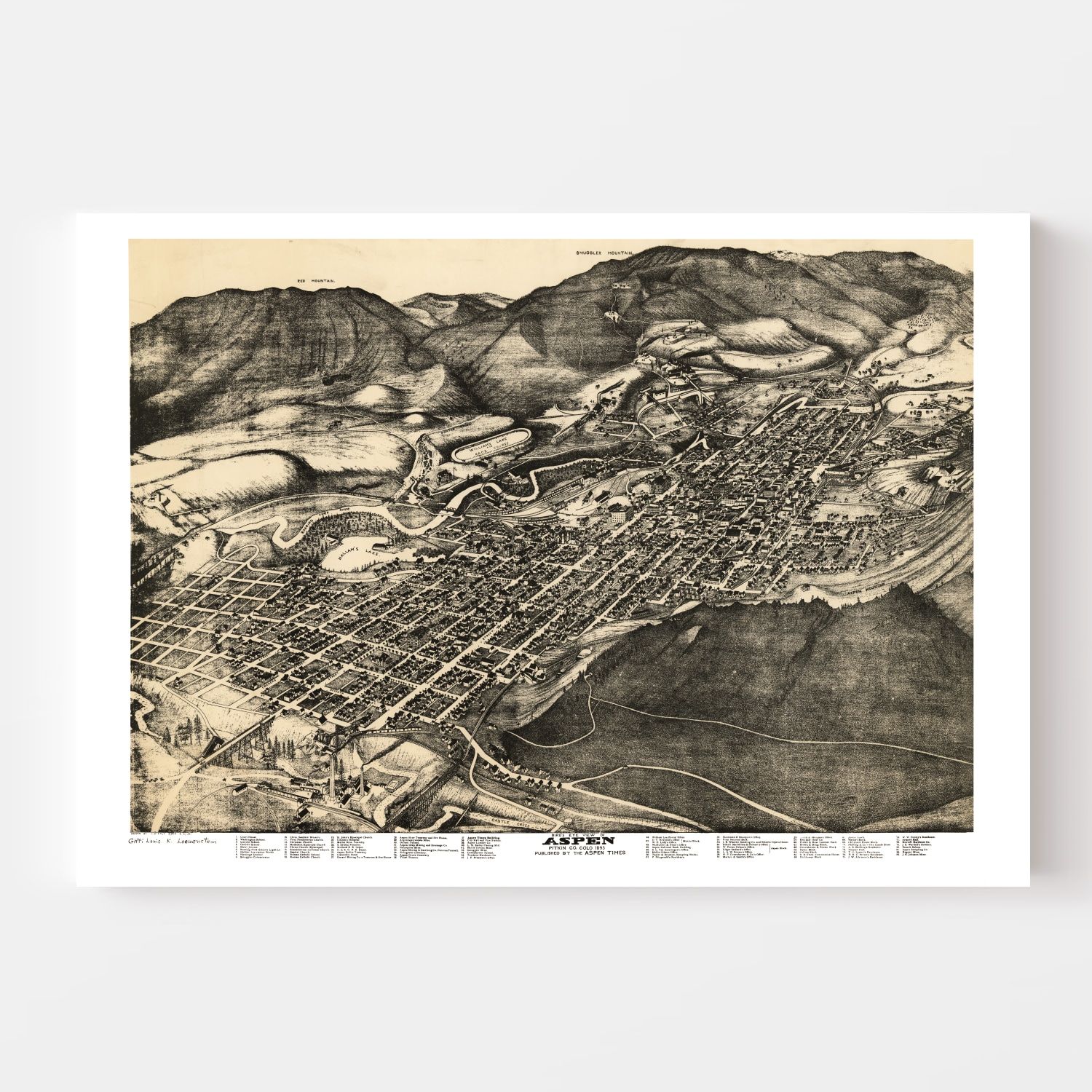 Vintage Map of Aspen, Colorado 1893
