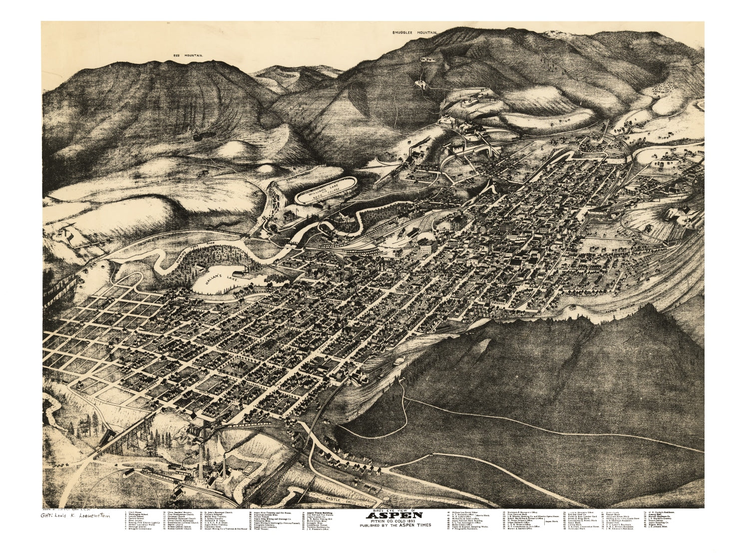 Vintage Map of Aspen, Colorado 1893