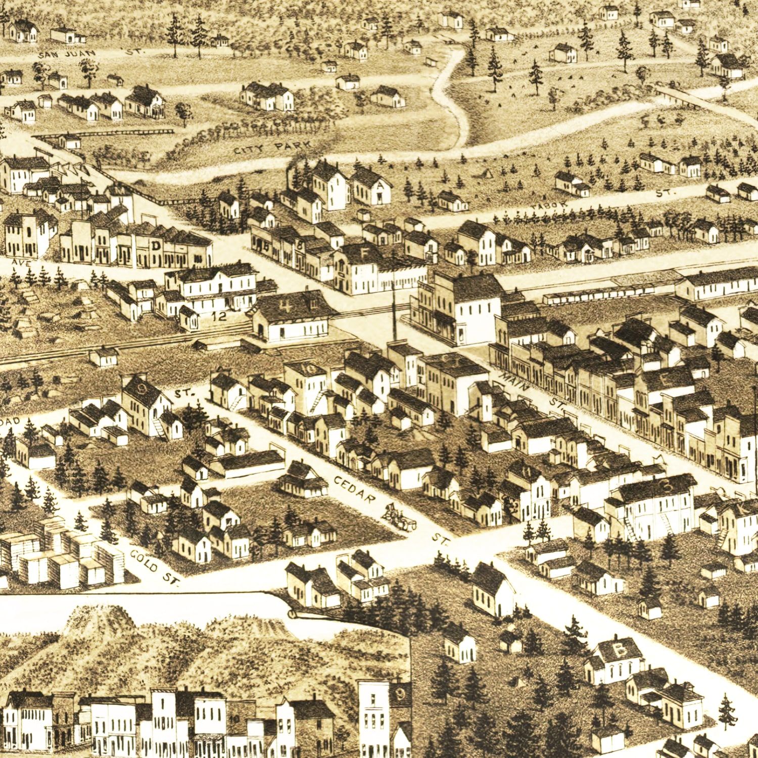 Vintage Map of Buena Vista, Colorado 1882