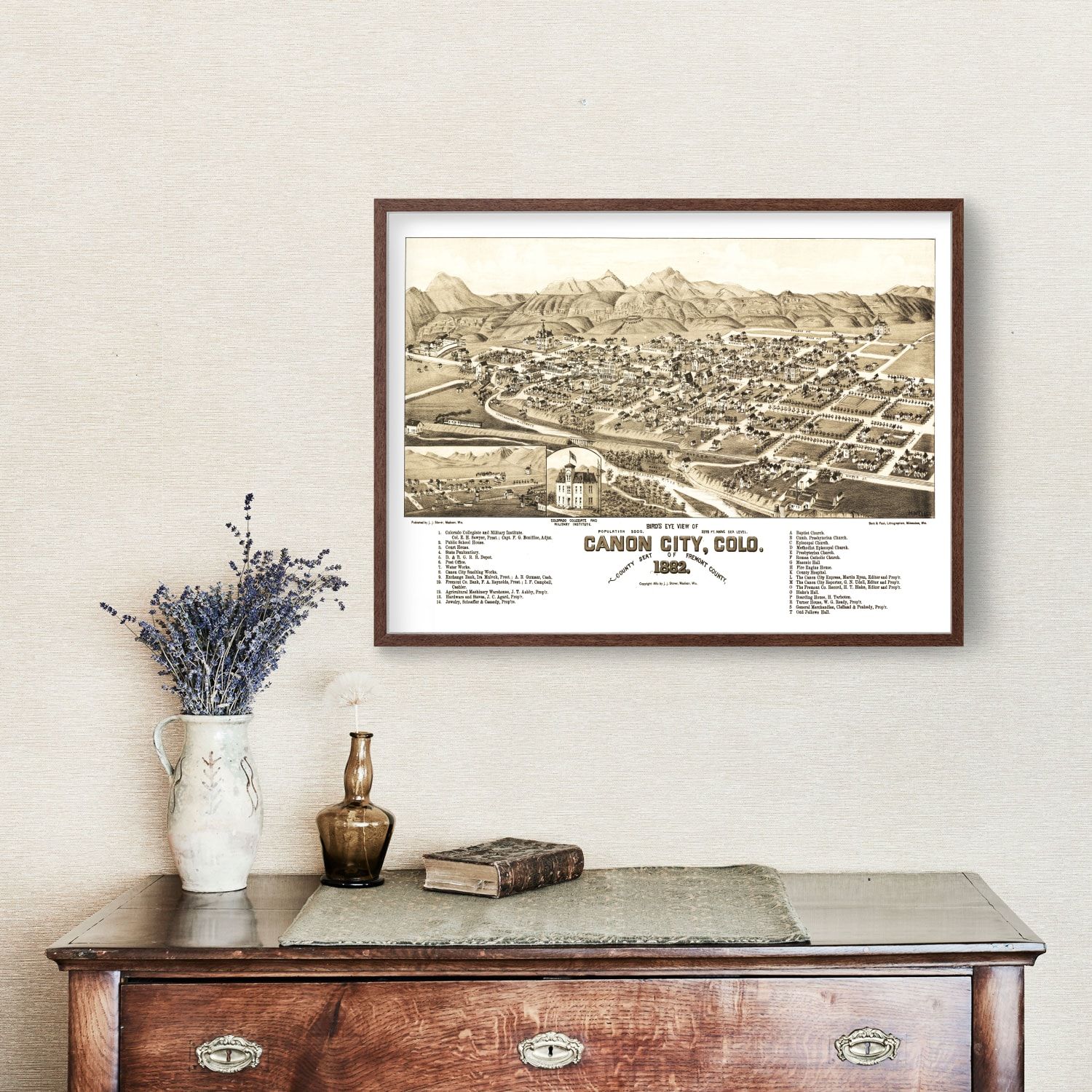 Vintage Map of Canon City, Colorado 1882