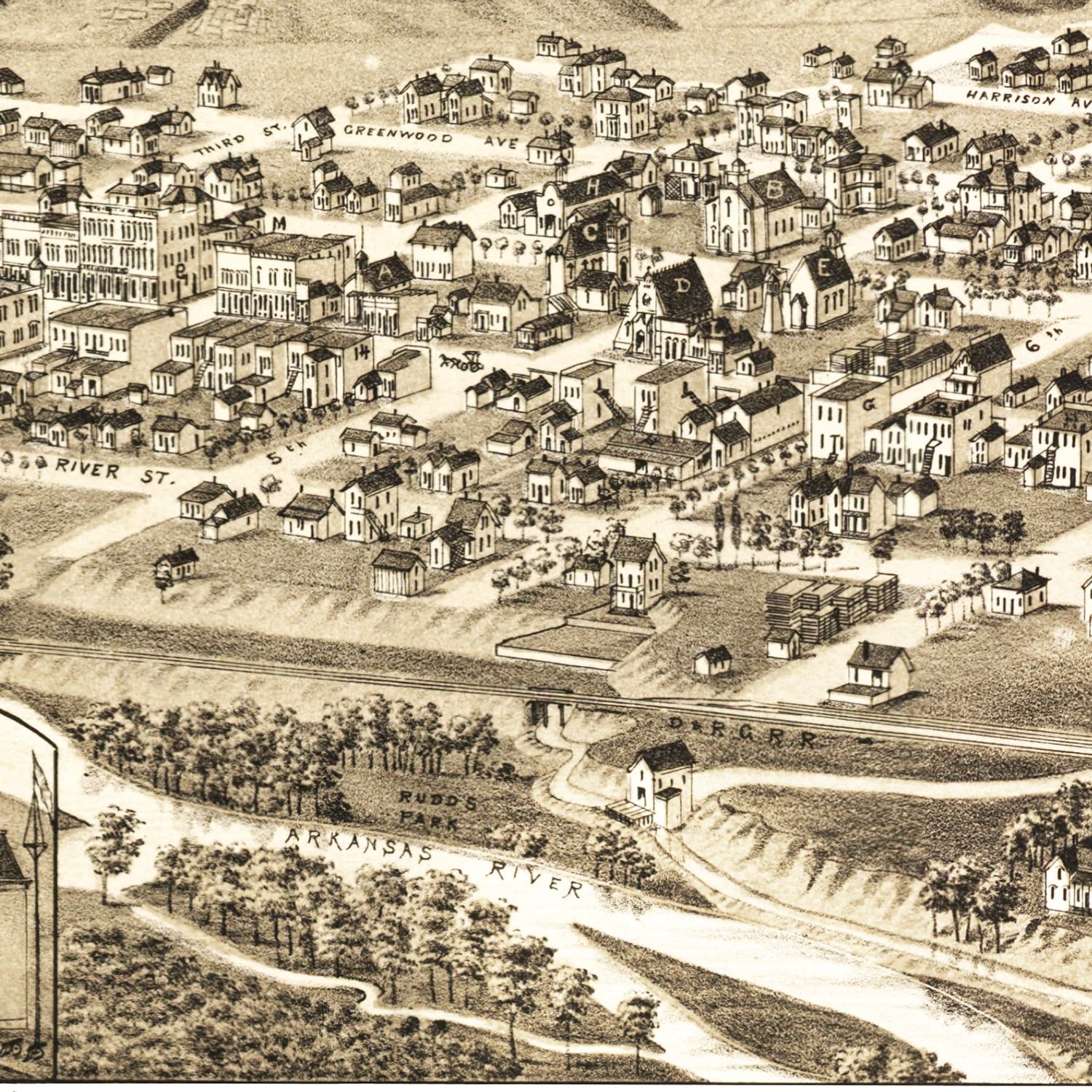 Vintage Map of Canon City, Colorado 1882