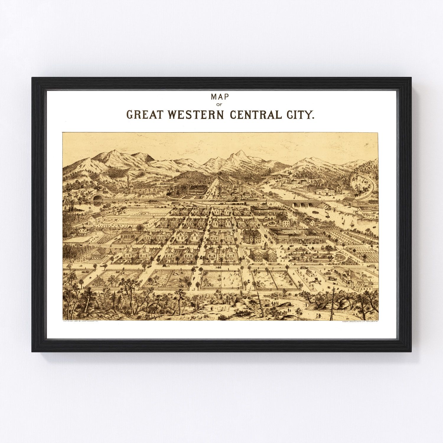 Vintage Map of Central City, Colorado 1887