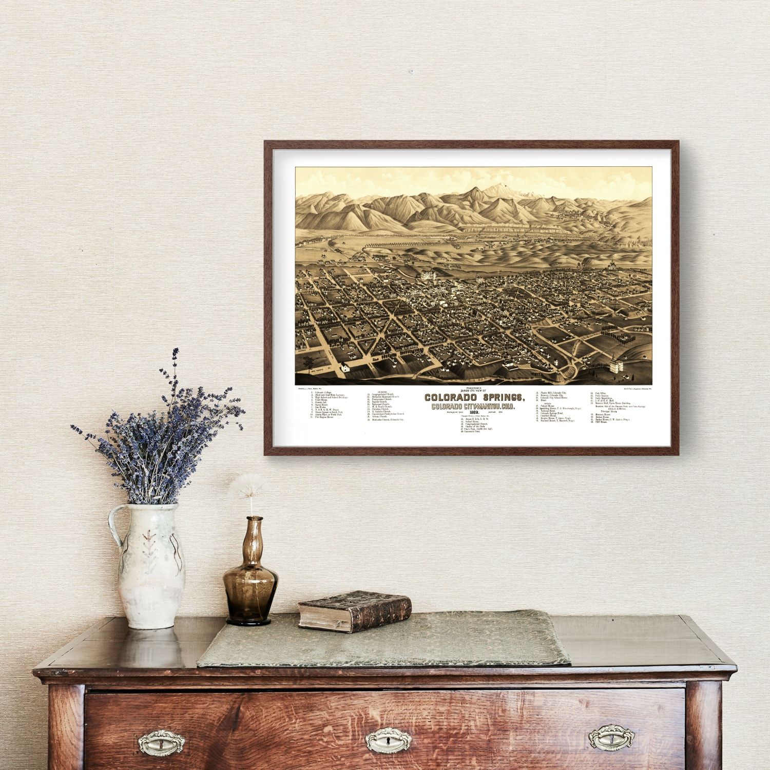 Vintage Map of Colorado Springs, Colorado 1882