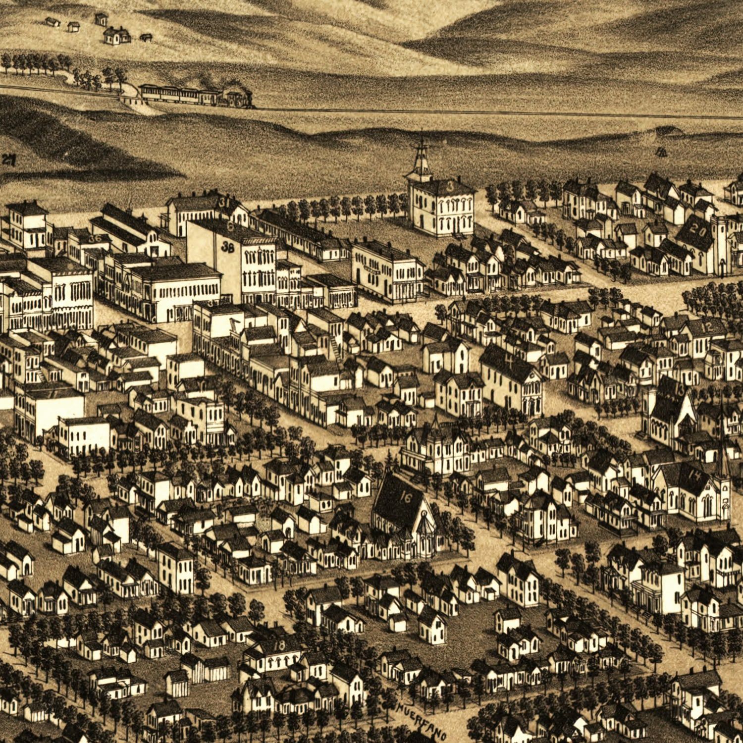Vintage Map of Colorado Springs, Colorado 1882