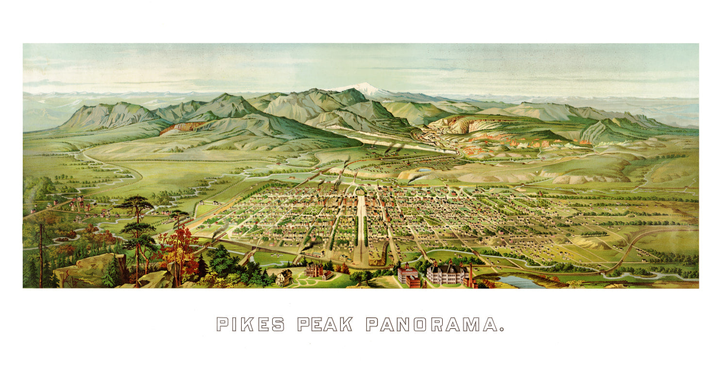 Vintage Map of Pikes Peak, Colorado 1890
