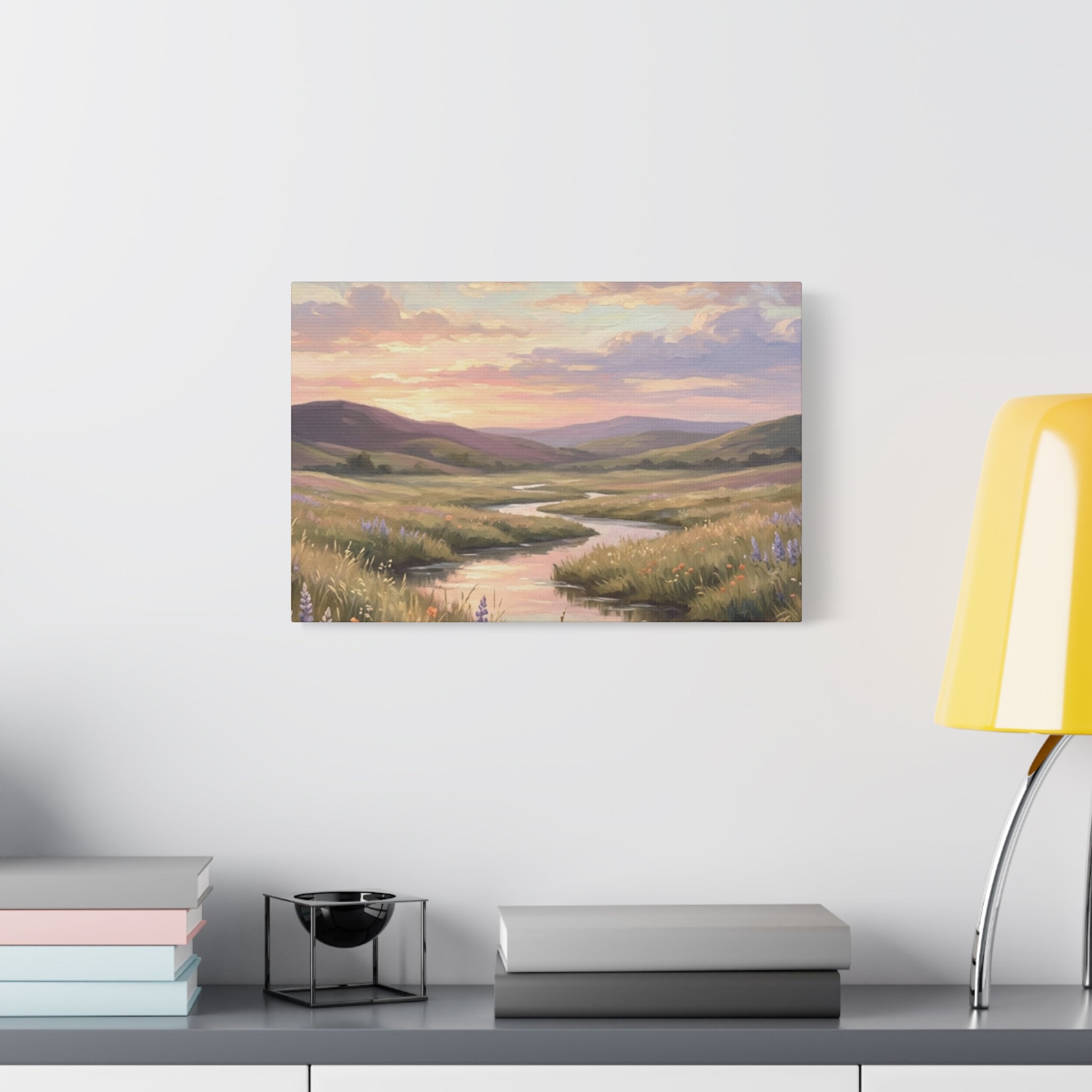 Sunset Meadow Canvas Wall Art - Stretched Matte Landscape Print
