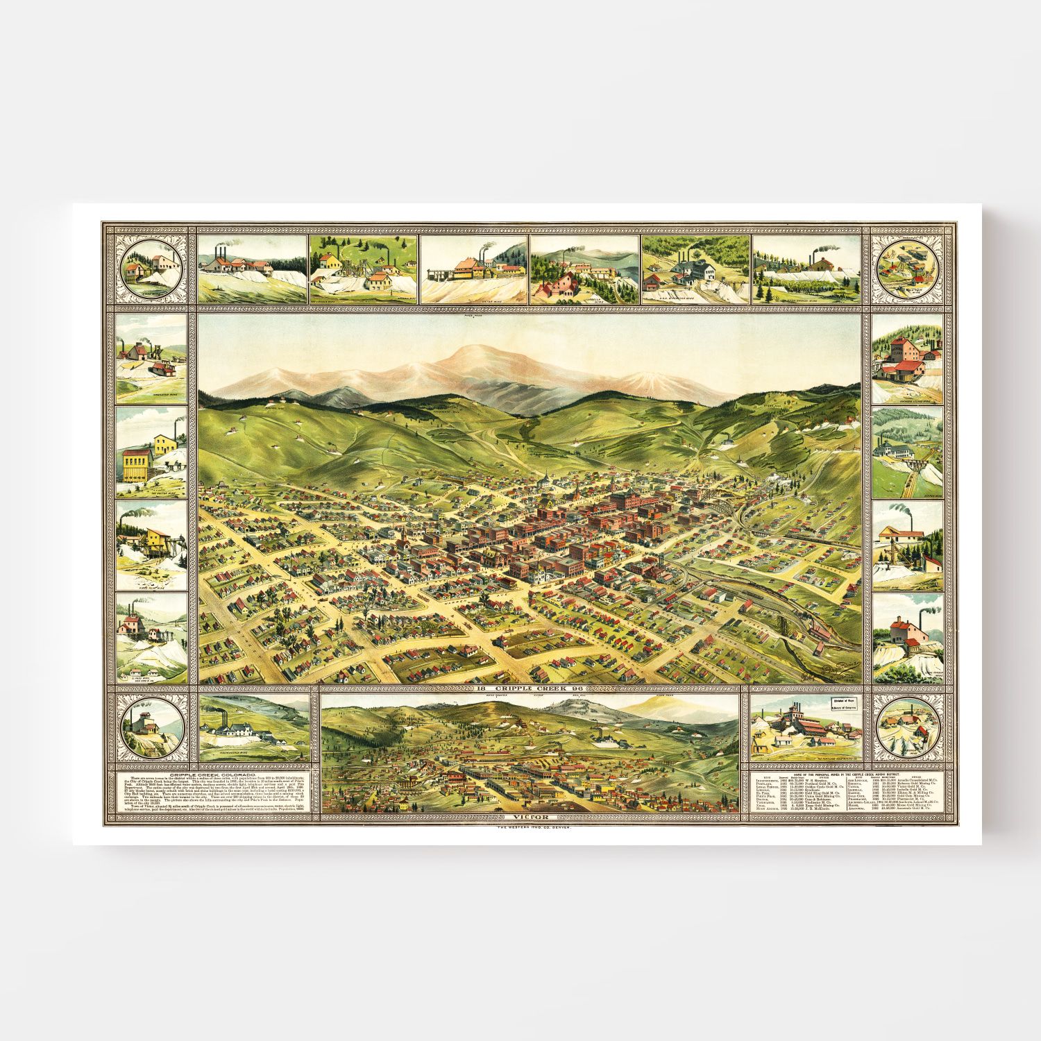 Vintage Map of Cripple Creek, Colorado 1896