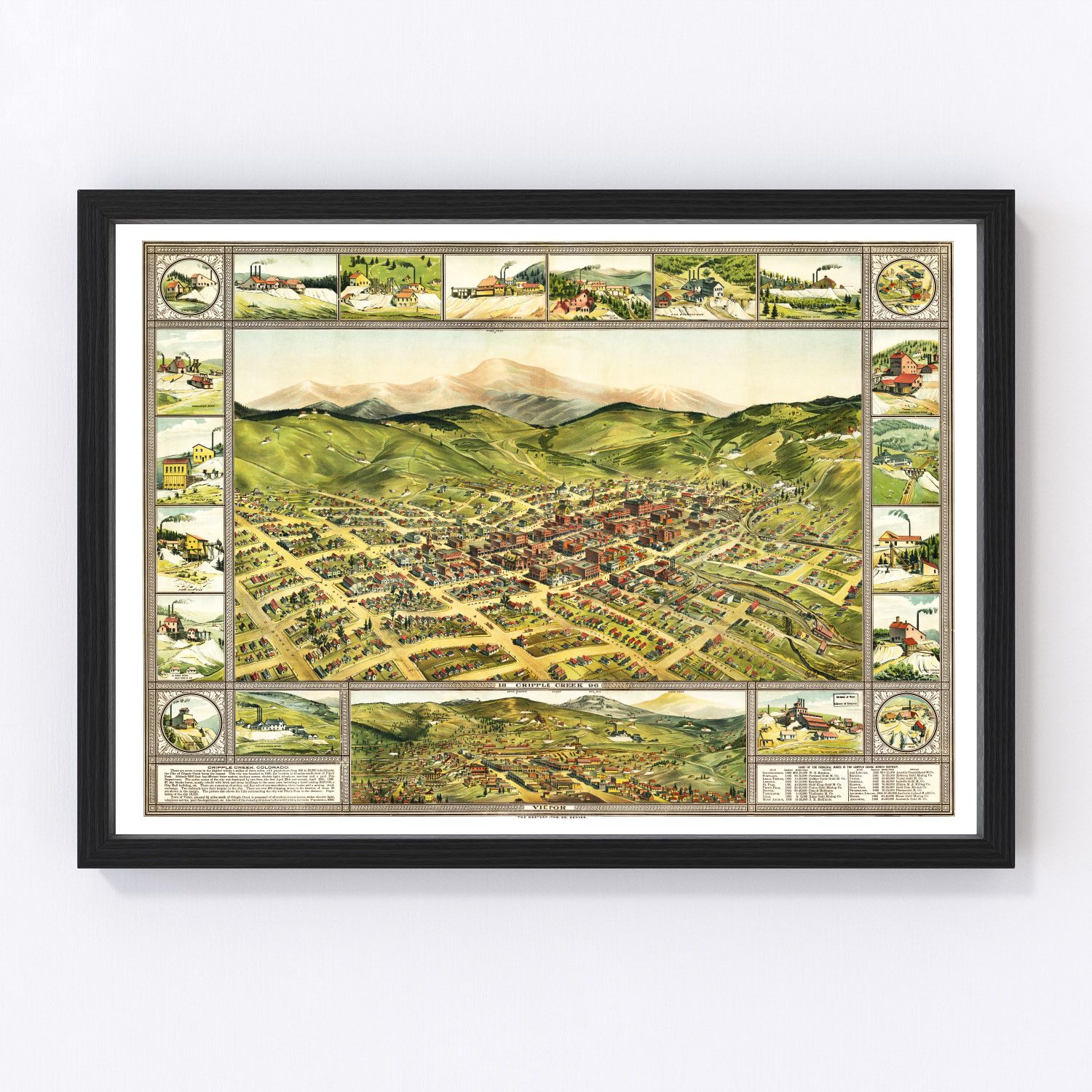 Vintage Map of Cripple Creek, Colorado 1896