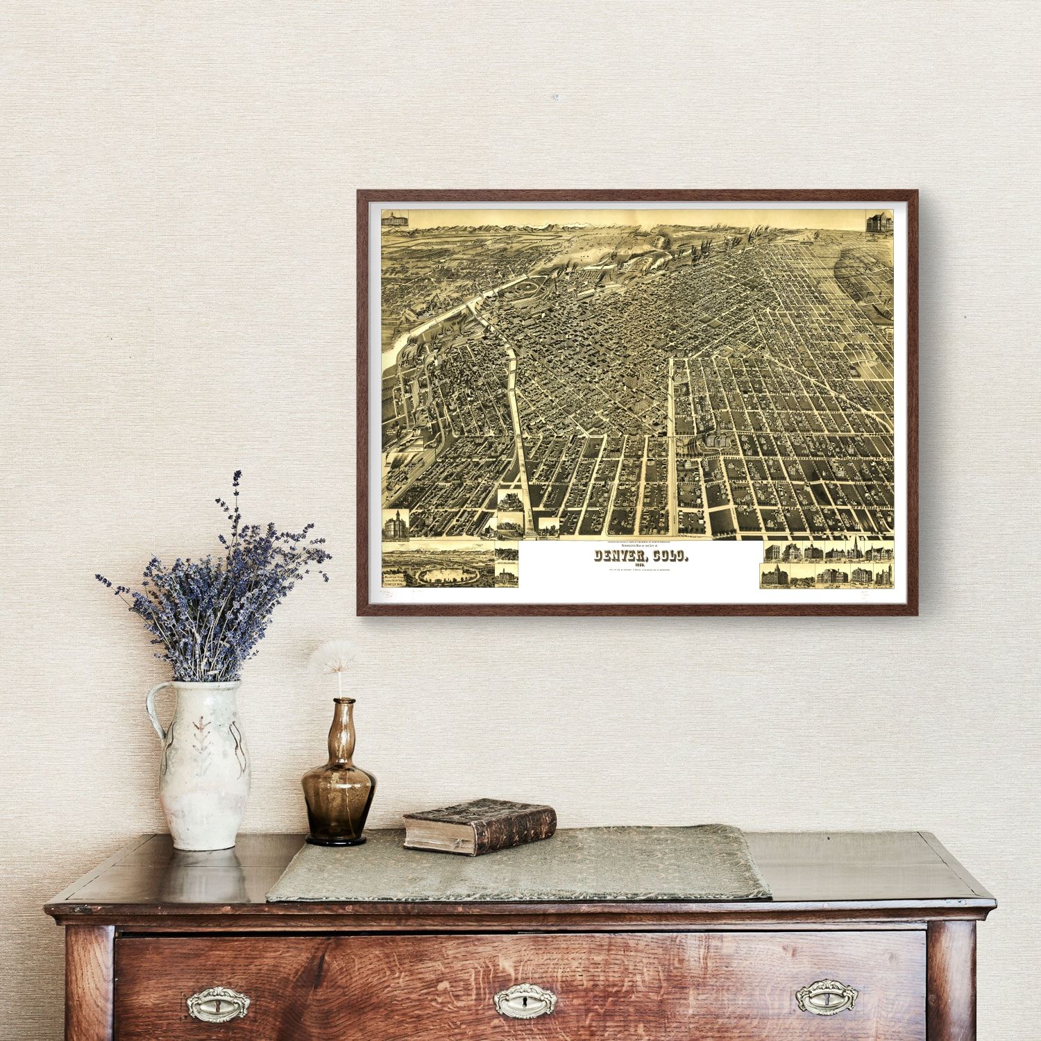 Vintage Map of Denver, Colorado 1889