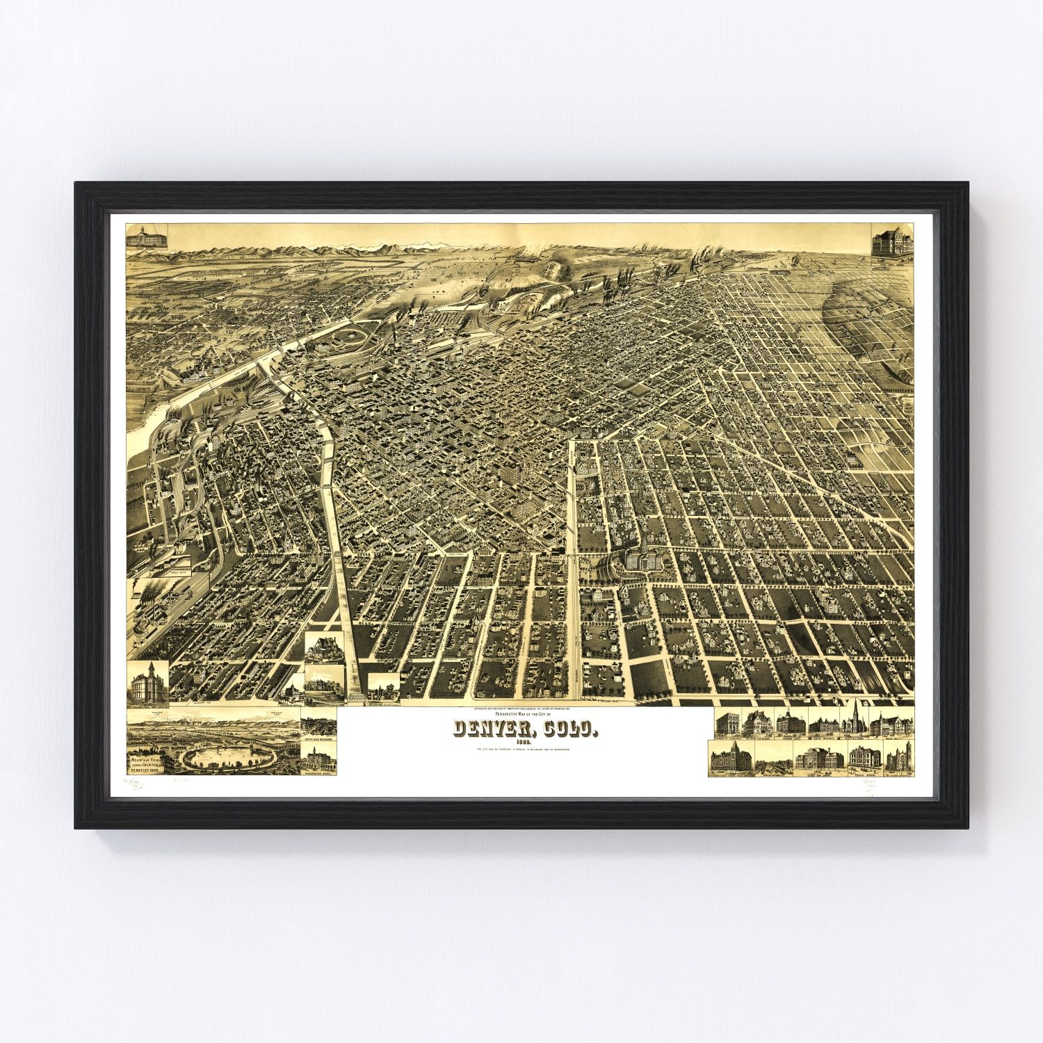 Vintage Map of Denver, Colorado 1889