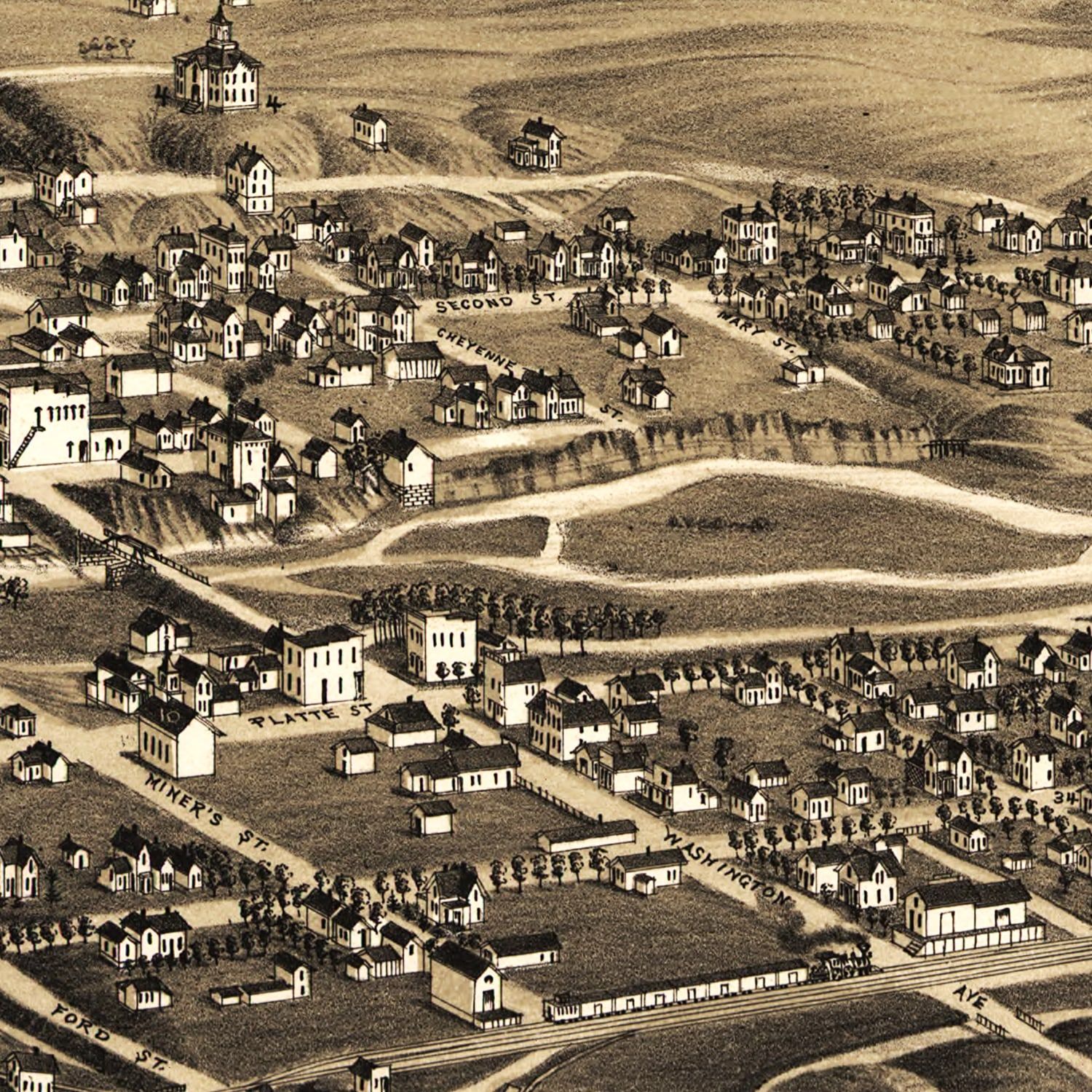 Vintage Map of Golden, Colorado 1882