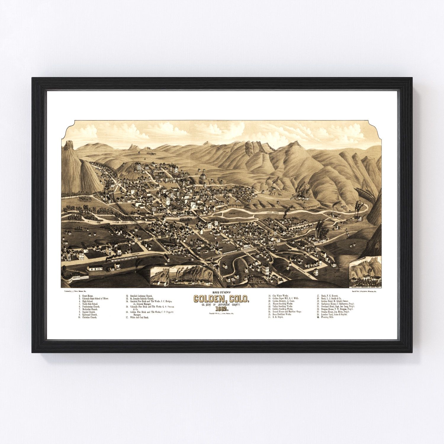 Vintage Map of Golden, Colorado 1882