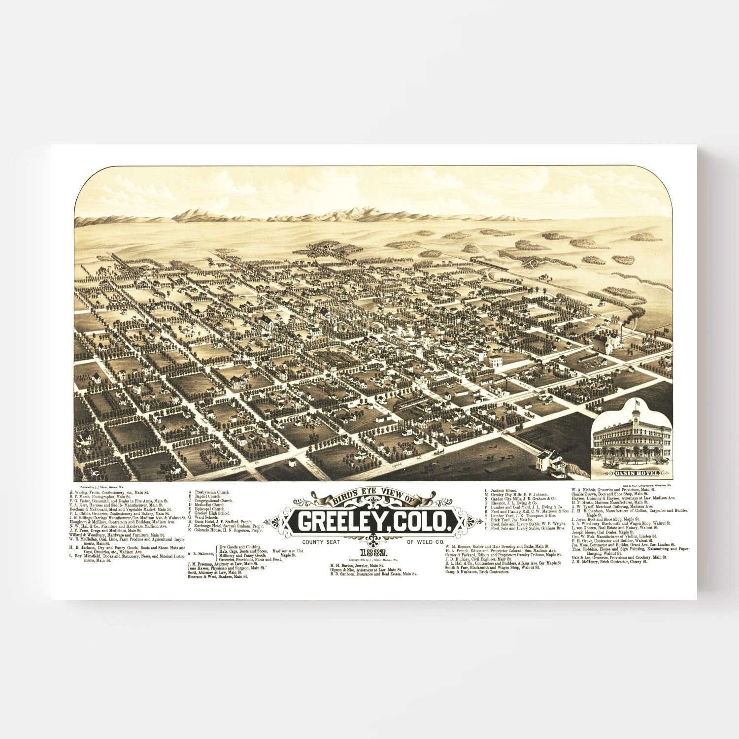 Vintage Map of Greeley, Colorado 1882