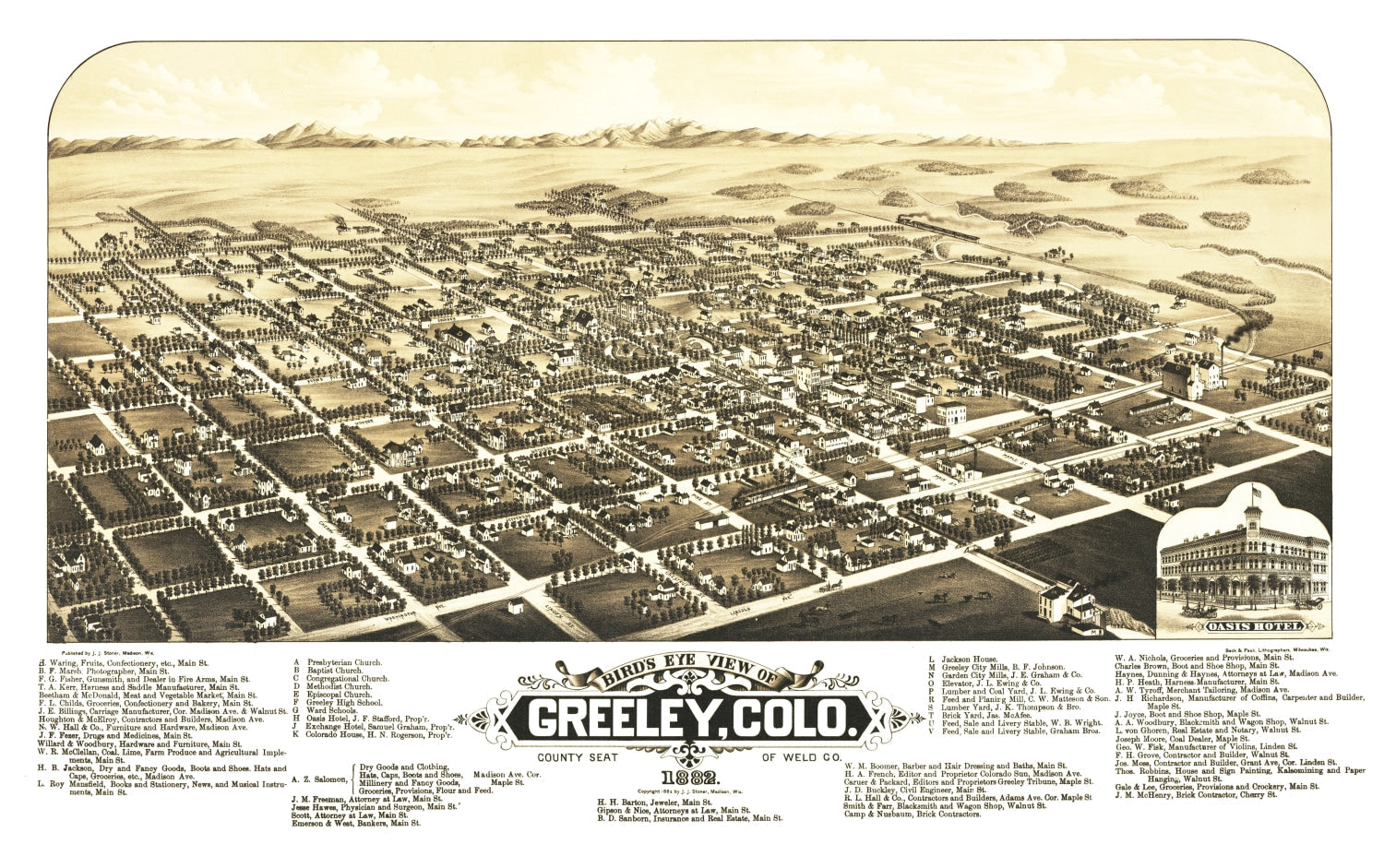 Vintage Map of Greeley, Colorado 1882