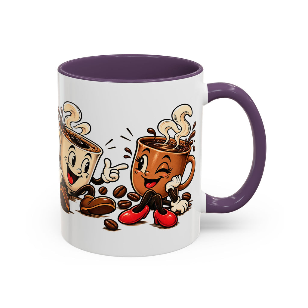Coffee Cartoon Mug — Cute Dancing Coffee Cups Accent Mug