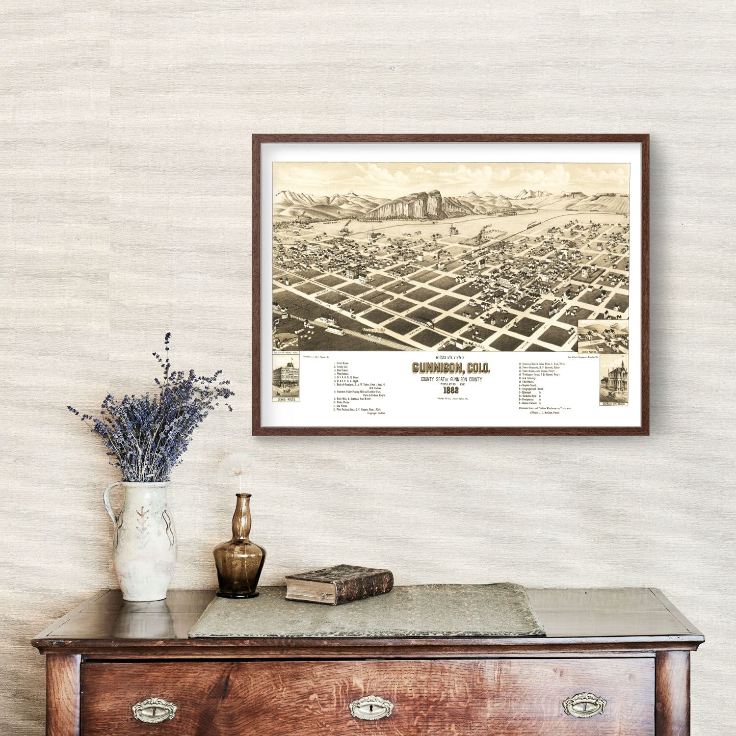 Vintage Map of Gunnison, Colorado 1882