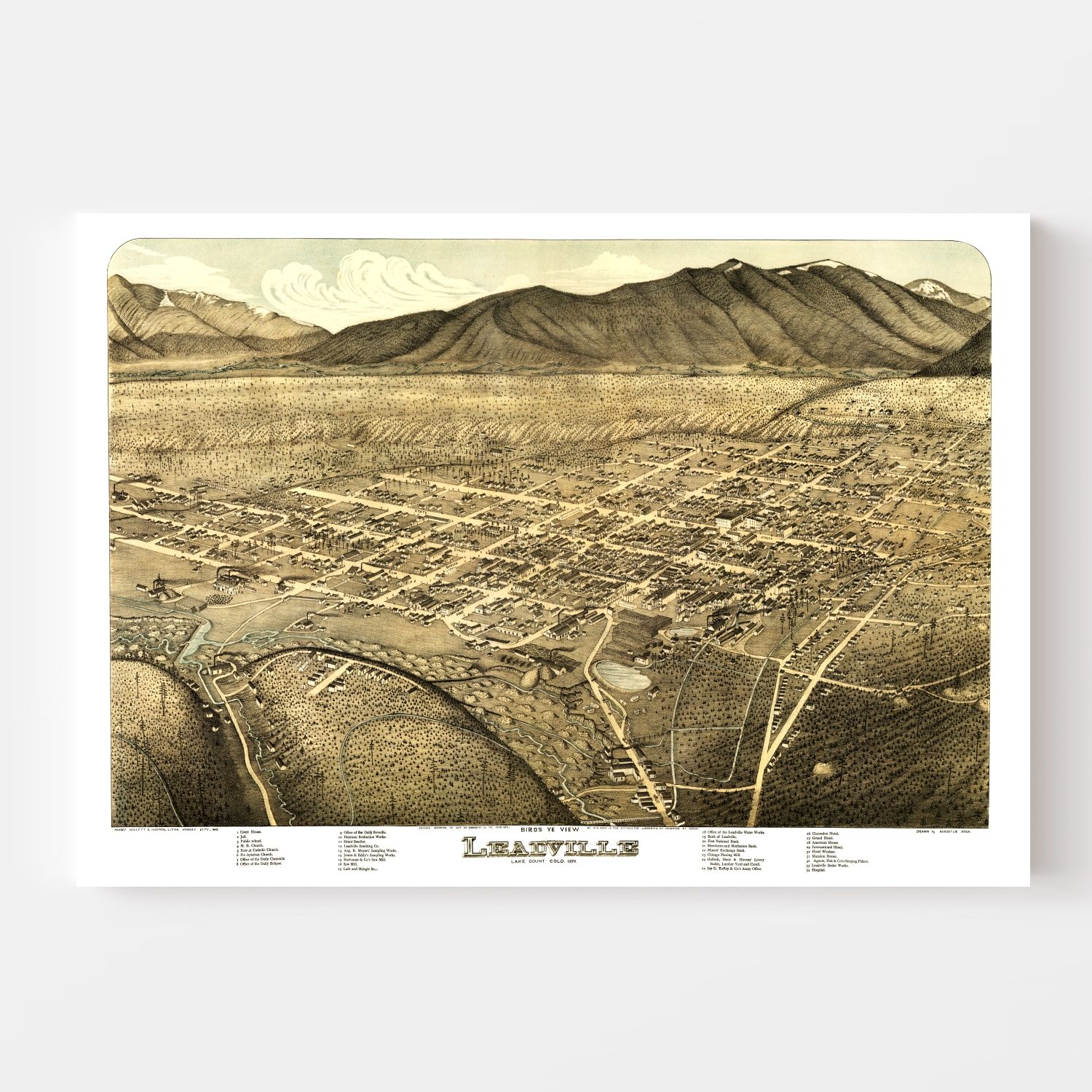 Vintage Map of Leadville, Colorado 1879