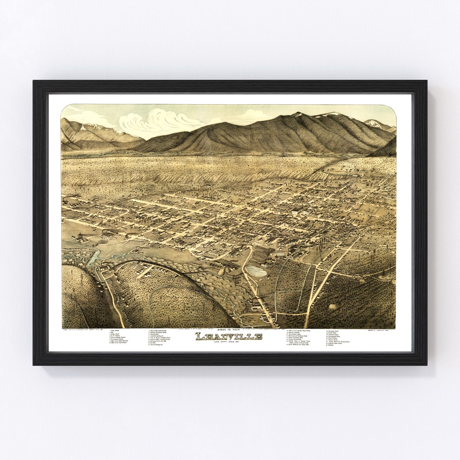 Vintage Map of Leadville, Colorado 1879