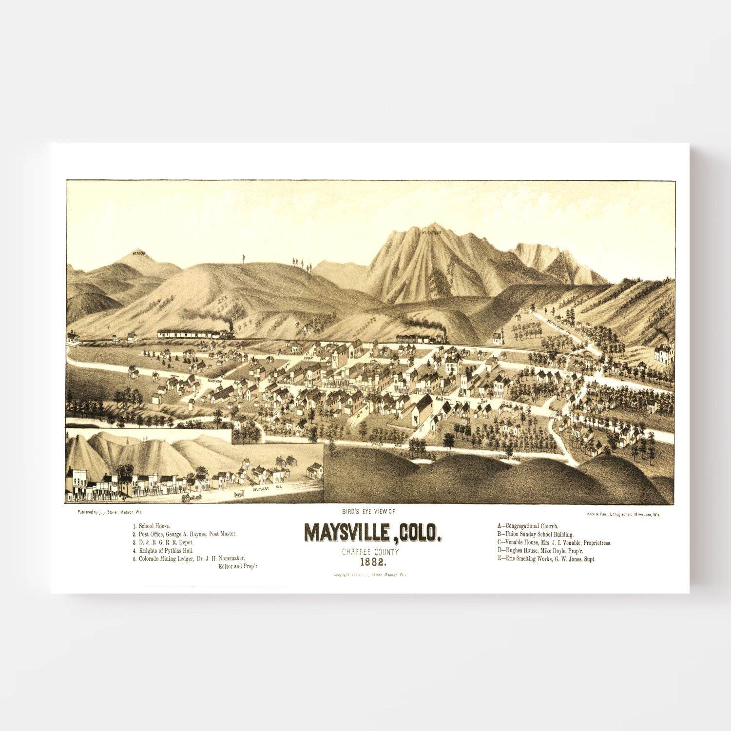 Vintage Map of Maysville, Colorado 1882