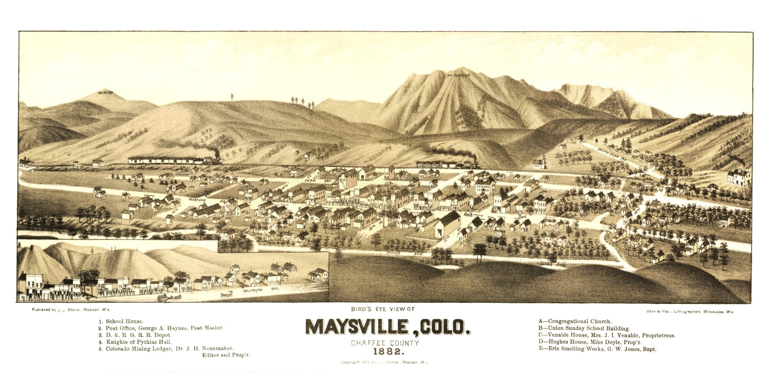 Vintage Map of Maysville, Colorado 1882