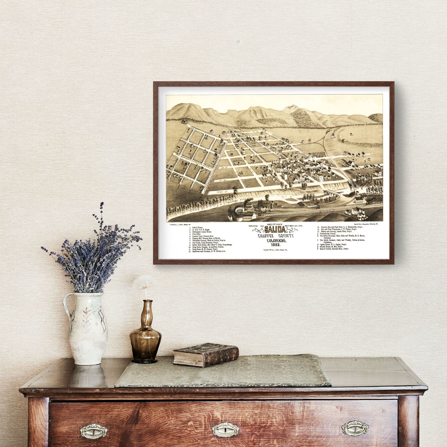 Vintage Map of Salida, Colorado 1882