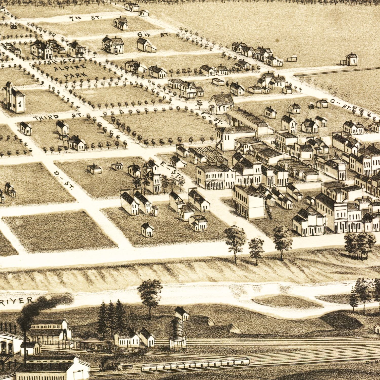 Vintage Map of Salida, Colorado 1882