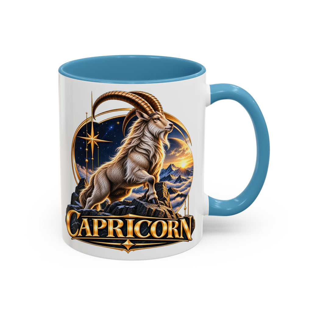 Capricorn Zodiac Coffee Mug — Astrological Goat Accent Mug (11/15oz)